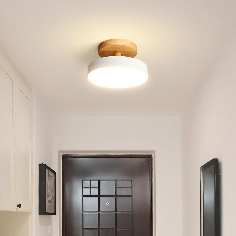 Modern Led Ceiling Lights Entrance Hallway Ceiling Lamps Balcony Wood Round Cloakroom Dining Room Study Bedroom Lighting