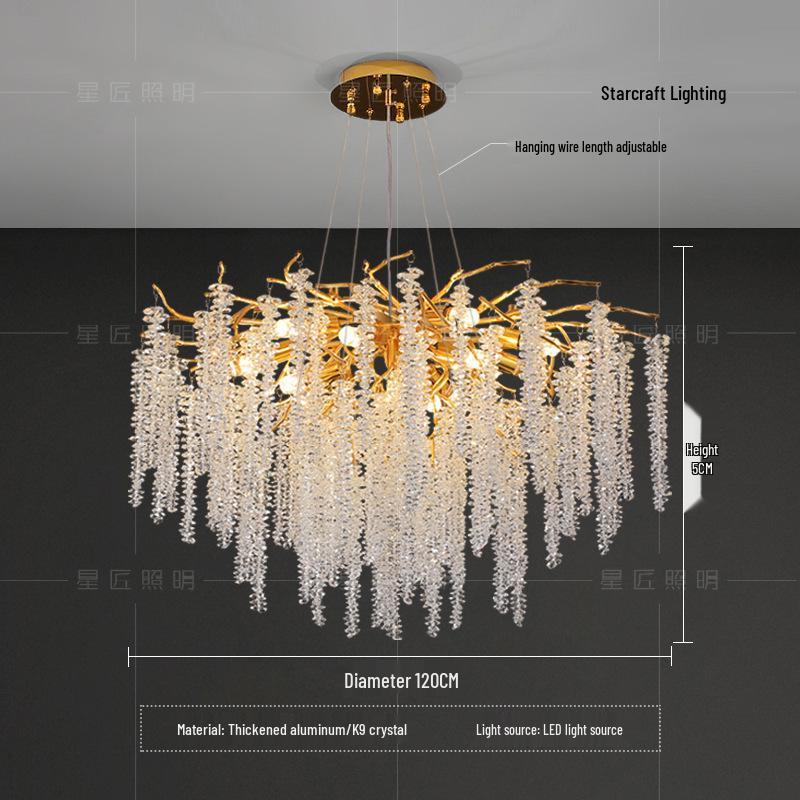 Star Crafts Luxury Crystal Chandelier with Octagonal Beads & Tassels for Living Room, Dining Room, Bedroom