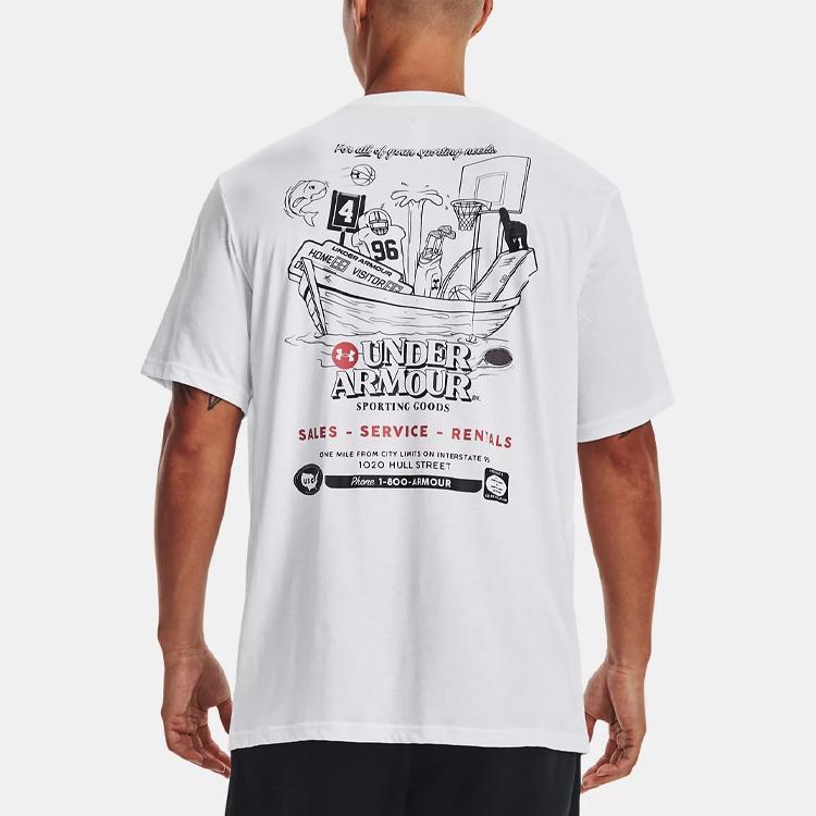 Under Armour Letter Print Crew Neck Short Sleeve T-Shirt Men Tops White 1376856-100