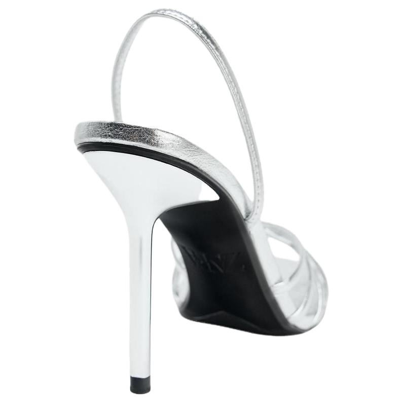 Zara Pu Fashionable Elegant One Strap Sandals Women Sandals Silver 3328610808