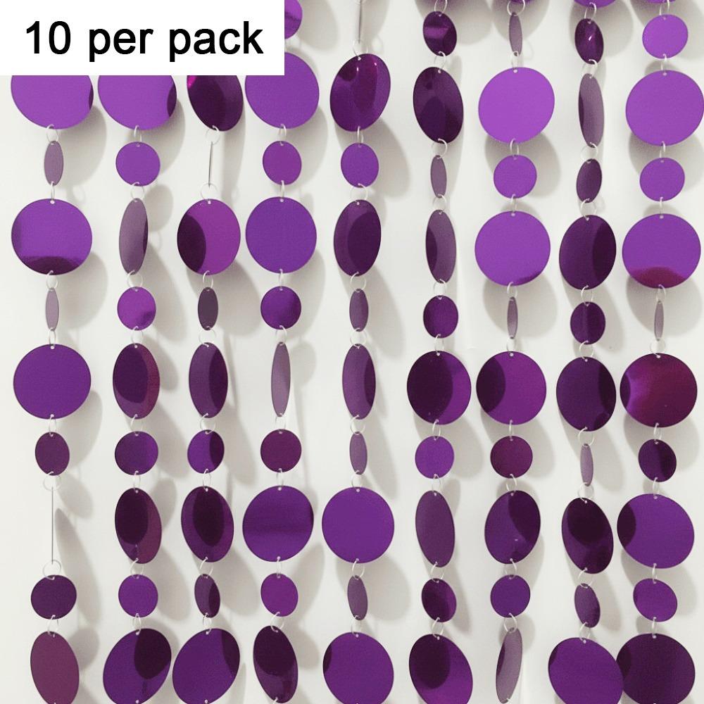 

Round Sequin Shape Sequins Hanging Foil Curtains 100cm Length 10PCS Quantity PVC Sequin Garland Plastic Material фіолетовий