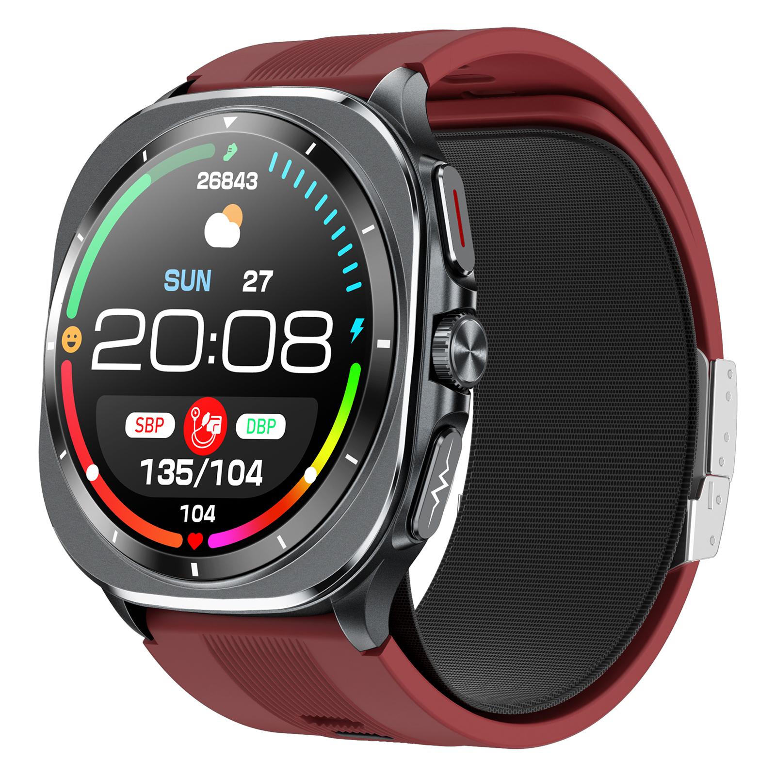 

TK65 1,43-дюймовий ЕКГ Монітор артеріального тиску Сумісний з Bluetooth Дзвінки Смарт-годинник Підтримка NFC Контроль доступу Red