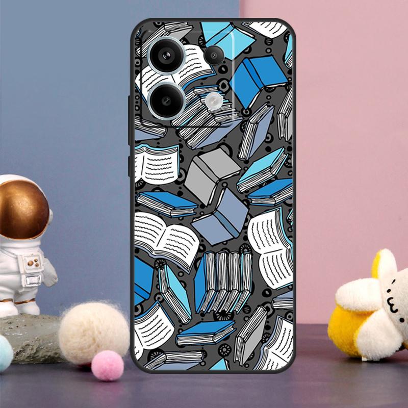 Read Books illustration Case For Xiaomi Redmi Note 14 13 9 10 11 12 15 Pro Plus Redmi 15 15C 14C 10C 12C 13C Cover