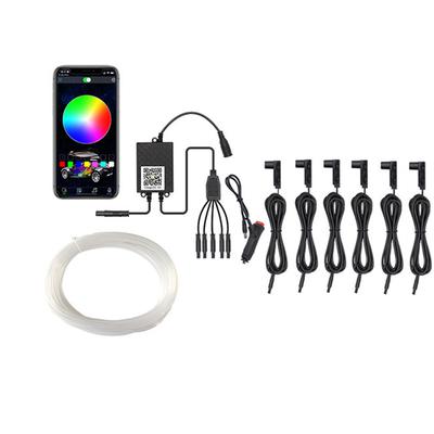 6 In 1 RGB LED Atmosphere Interior Ambient Light Fiber Optic Strips App Control