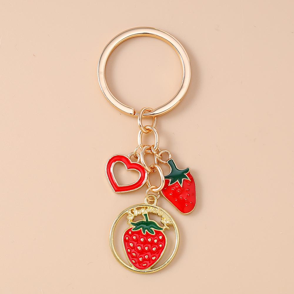 Fashion Enamel Avocado Cherry Keychain Fruit Key Ring Pendants for Women Girls Handbag Decor DIY Key Chain Jewelry Gifts