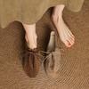 2026 Neue Damen Wildlederschuhe Mode Runde Spitze Schnürung Loafer Flache Schuhe Damen Loafer Damen Freizeit Sneaker Street Flats