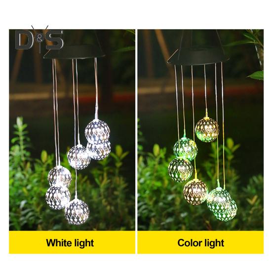 Solar Wind Chime Garden Metal Orb Wind Chime with Color-Changing Solar Lights Outdoor Decor Light-up Wind Chime for Porch Patio Balcony Decoration