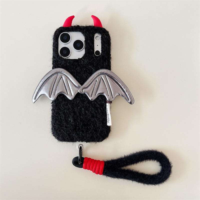 3D Plush Devil Horn Wings Case for iPhone 17/16 Pro Max/15/14 - Women's Edition