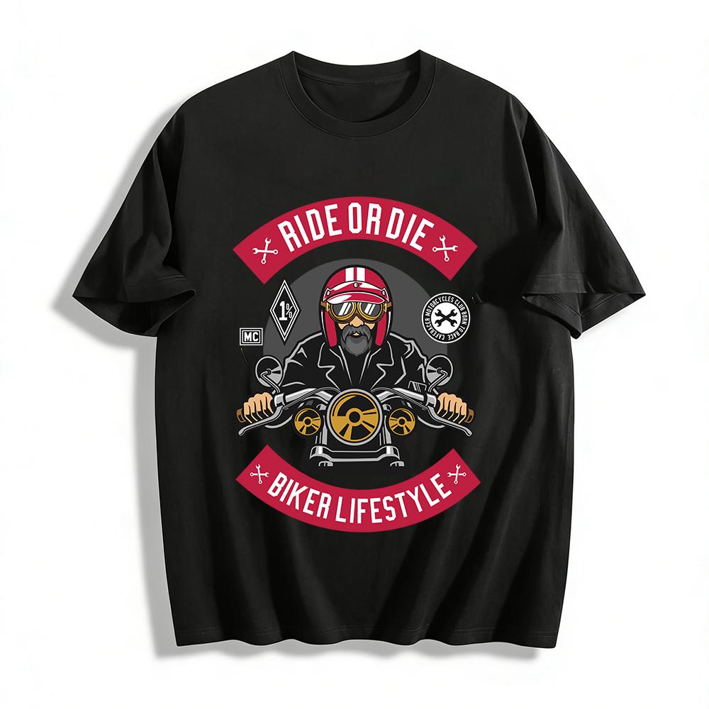 Motorcycle Culture Ride Or Die Biker Lifestyle Graphic Top Pure cotton T-shirt XXS