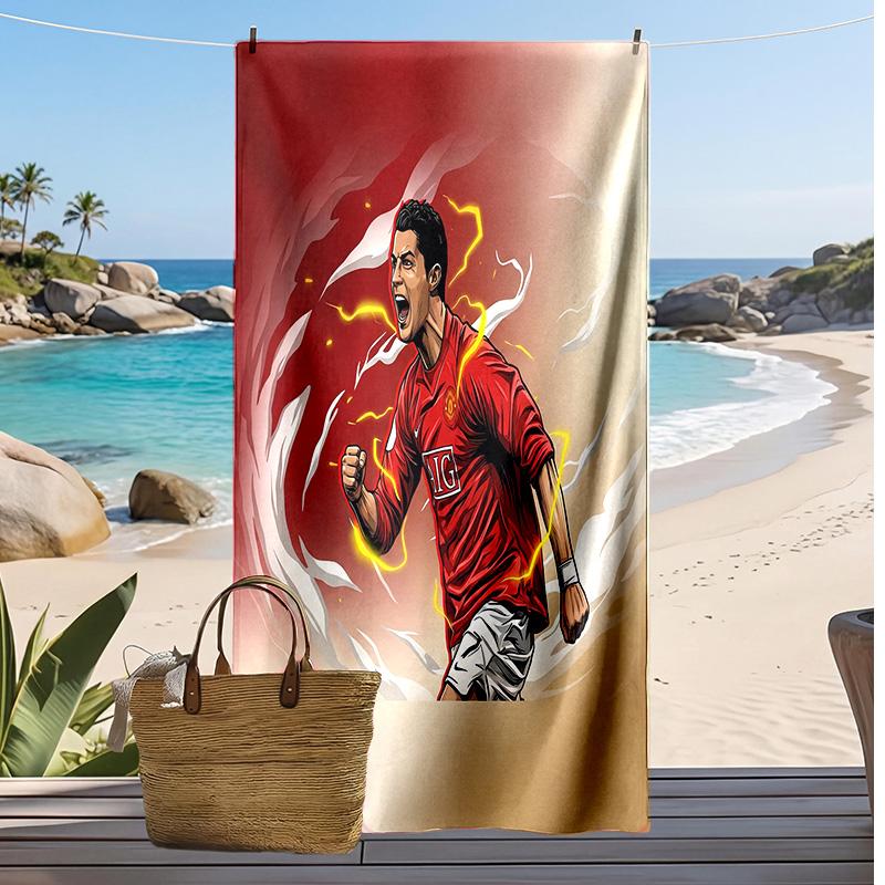 Cristiano Ronaldo Print Beach Towel Quick Dry Super Absorbent Soft Bath Towel for Swimming Beach Travel Fan Souvenir Gift