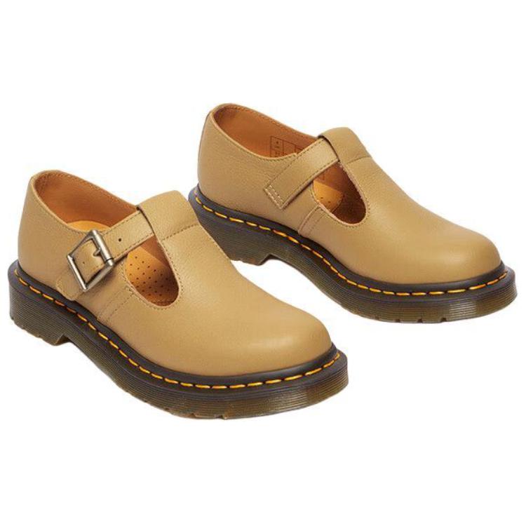 Dr. Martens Leather Comfortable Fashionable Thick Sole Mary Jane Shoes Women Shoes Dark-Yellow 32051776
