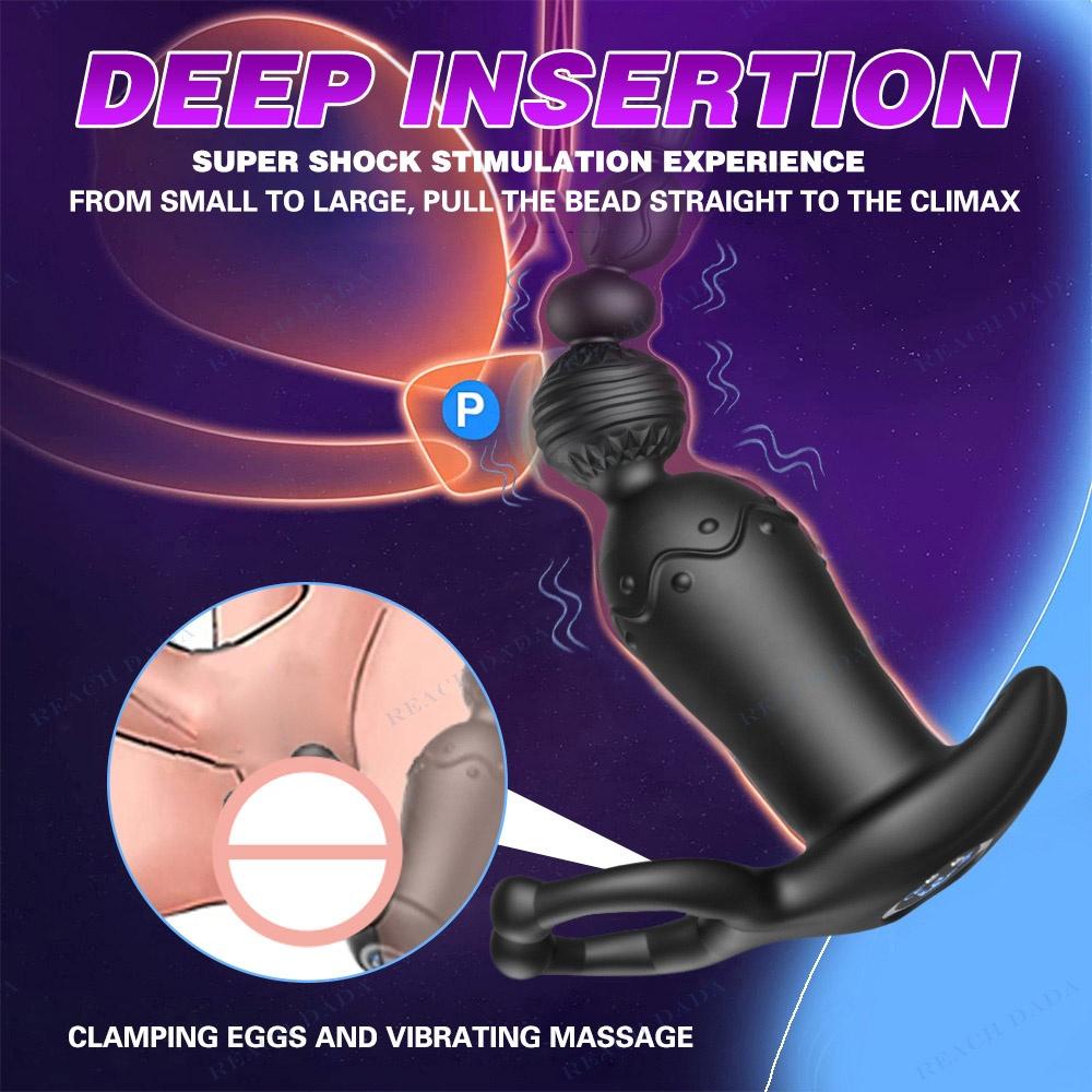 Anal Beads Prostate Massage Vibrating Butt Plug Penis Cock Ring Vibrator Asshole Harem Plug Stimulator Delayed Ejaculation