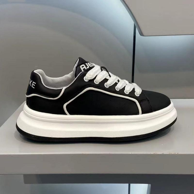 Autumn New Leather Youth Casual Board Shoes Platform Niche Low-top Sports Shoes Aj