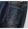 2024 High-Waisted Fleece-Lined Cropped Straight-Leg Retro Dark Blue Women's Jeans for Autumn/Winter