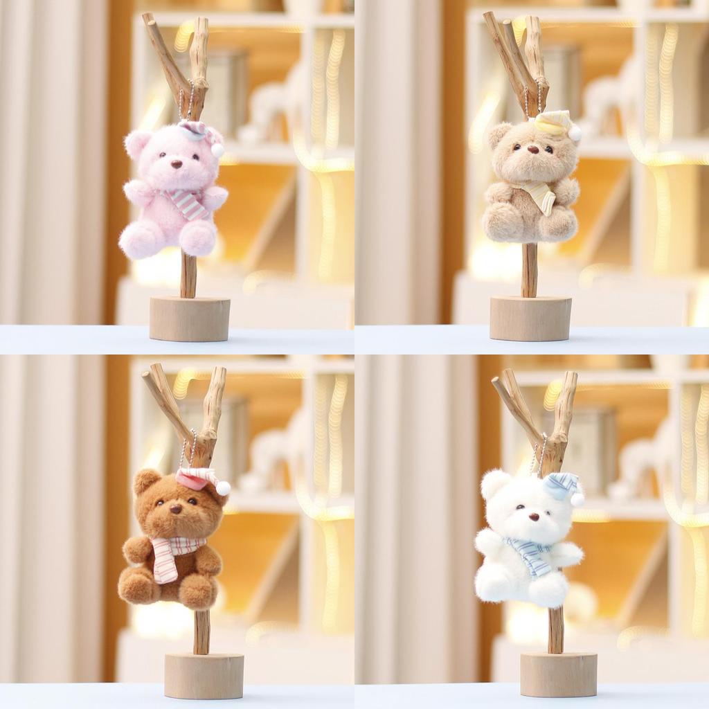 Christmas Bear Plush Stuffed Animal With Santa Hat Keychain For Kids Room