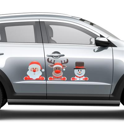 Christmas Decoration Car Sticker Magnetic Decal Refrigerator Magnets Santa Claus Snowman Moose Reflective Sticker Car Decor