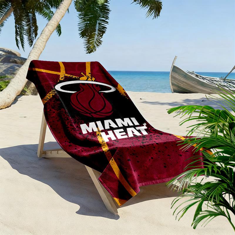 Miami Heat Print Beach Towel, Large Soft Quick Dry Towel for Beach Camping Swimming
