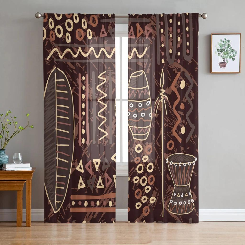 Africa Indian Elephant Window Curtains Living Room Tulle Curtains Kitchen Decor Kids Room Curtain Window Treatment