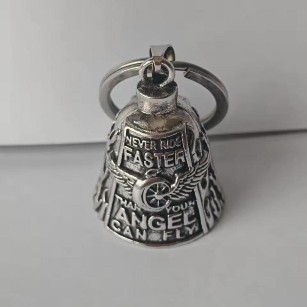 Symbolic Riders Keychain Wing Wheel Bells Keyring with Protective Bells Charm Lightweight Rustproof Metal Car Accessory
