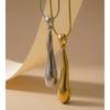Yhpup Stainless Steel Golden Platinum Color Pendant Necklace Distinctive Fashion Daily Modern Metal Jewelry Water Resistant