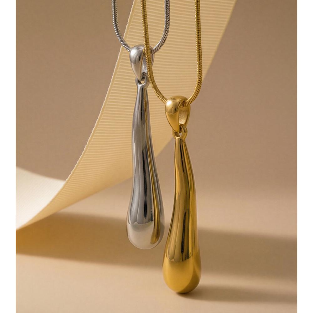 Yhpup Stainless Steel Golden Platinum Color Pendant Necklace Distinctive Fashion Daily Modern Metal Jewelry Water Resistant