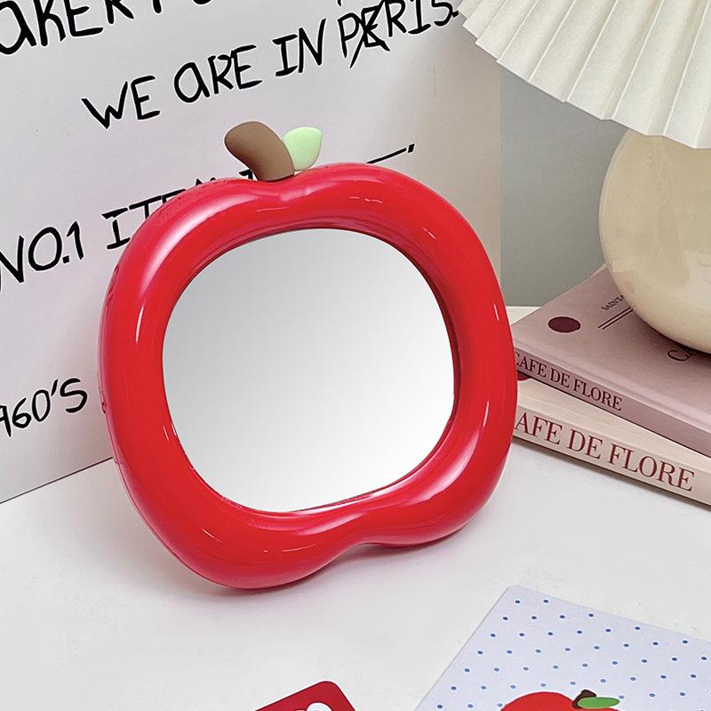 

Декоративное зеркало Ins в форме яблока, зеркало для макияжа, настольные косметические зеркала для спальни, общежития, настольные аксессуары, домашний декор красный