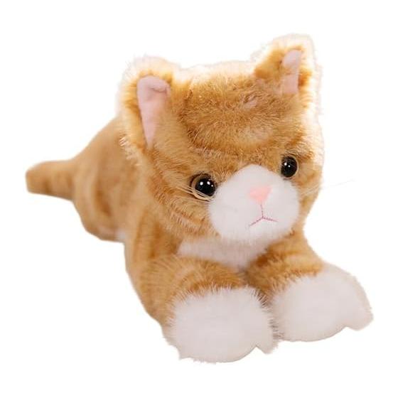 Brinquedo de Pelúcia Realista de Gato, Gato Tigrado & Preto, Almofada de Abraçar, Textura de Pelo de Alta Fidelidade, Fofo, Macio, Enchimento de Contas, 40cm