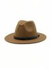 Women's Retro Panama Jazz Fedora with Leather Buckle for Autumn and Winter