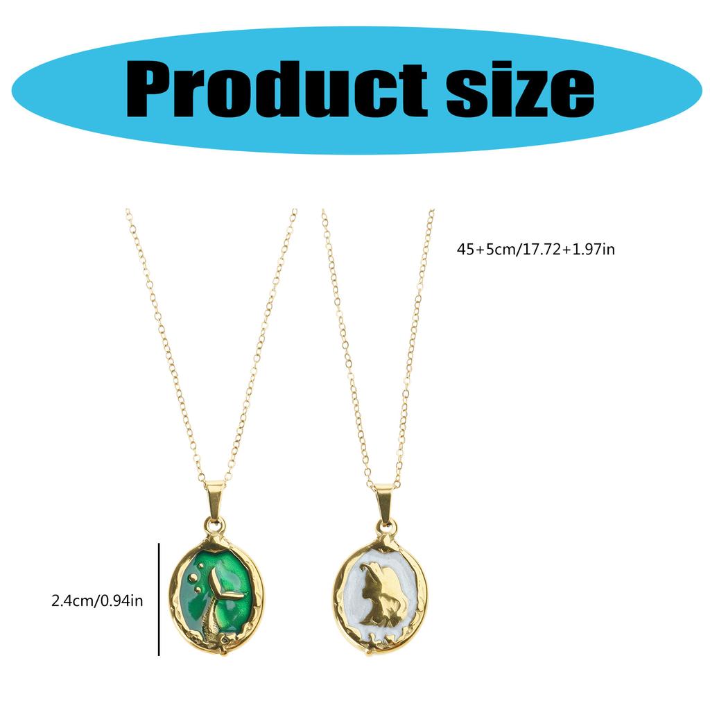 Double Sided Mermaids Princess Pendant Necklace Luxurious Sweater Chain for Women and Girls Handmade Jewelry Gift