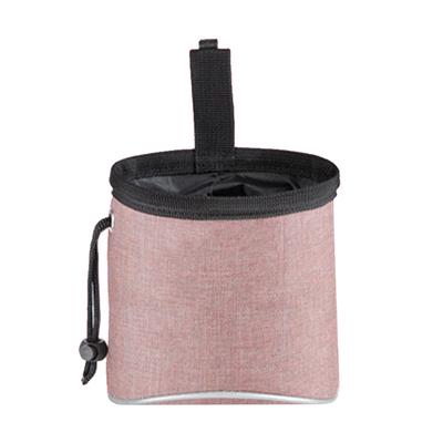 Dog Treat Pouch Reflective Drawstring Closure Portable Oxford Cloth Puppy Snack Waist Bag for Outdoor Training