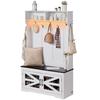Hall Tree Wooden Hall Tree with Bench 7 Hooks for Entryway & Hallway