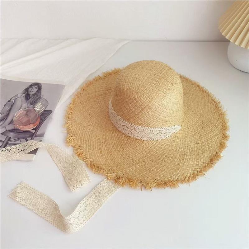Summer Wind Big Brim Raffia Straw Hat Women's Beach Hat Travel Seaside Vacation Sun Hat