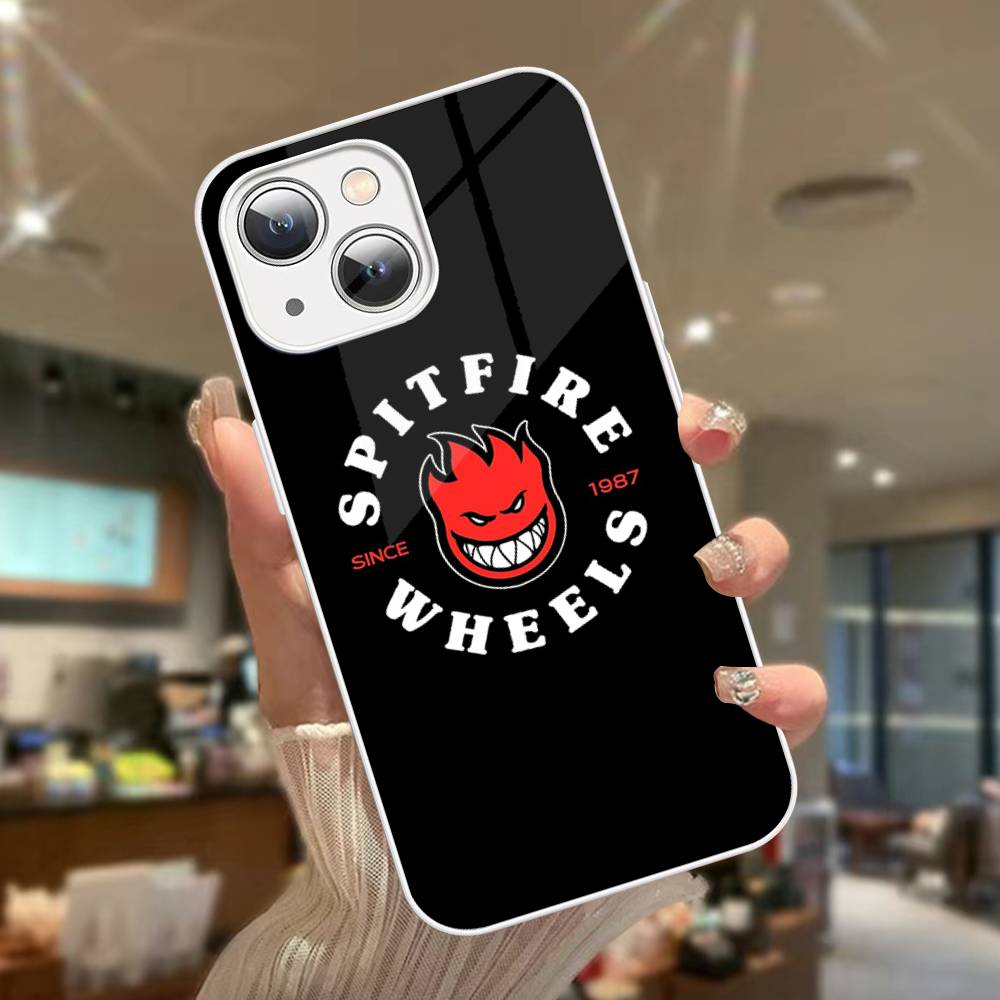 

Fashion S-Spitfire Skateboard For IPhone 14 13 12 Mini 11 Pro XS Max X XR 14 Plus Tempered Glass Cover iphone 13 pro