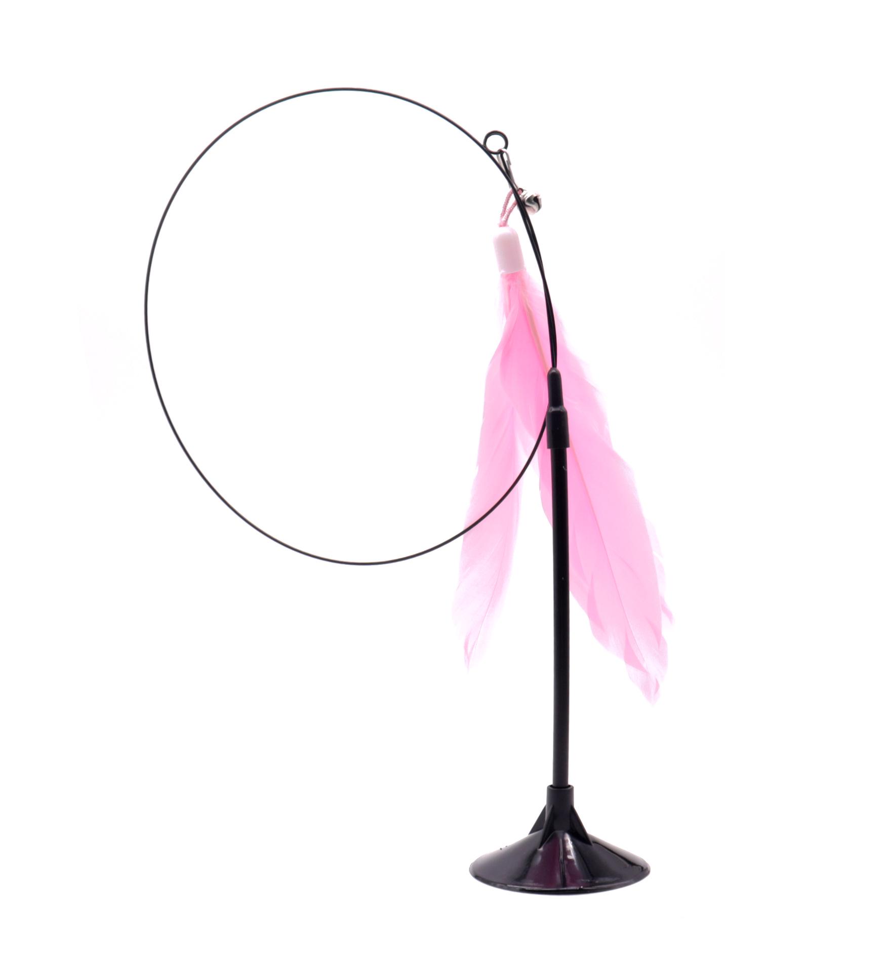 

Cat Teaser Toy with Bell & Feathers, Boredom Relief, Strong Suction Cup & Long Rod for Self-Play