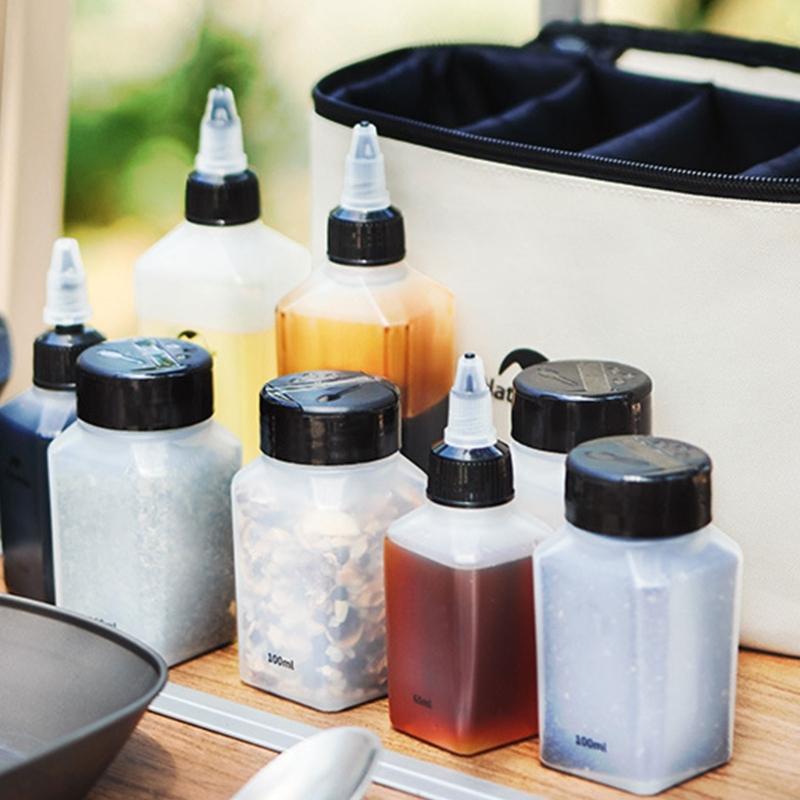 6Pcs Portable Seasoning Bottle Set Kitchen Seasoning Container Outdoor Barbecues Spices Jar  Picnics Supplies Easy To Carry