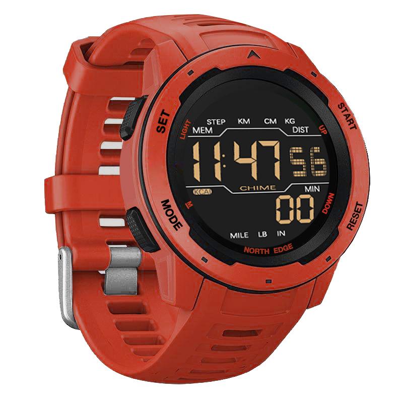 Men's Dual Time Digital Sports Watch with Pedometer