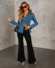 Women's European-American Denim Shirt - Autumn Casual, Lapel, Single-Breasted, Long Sleeve