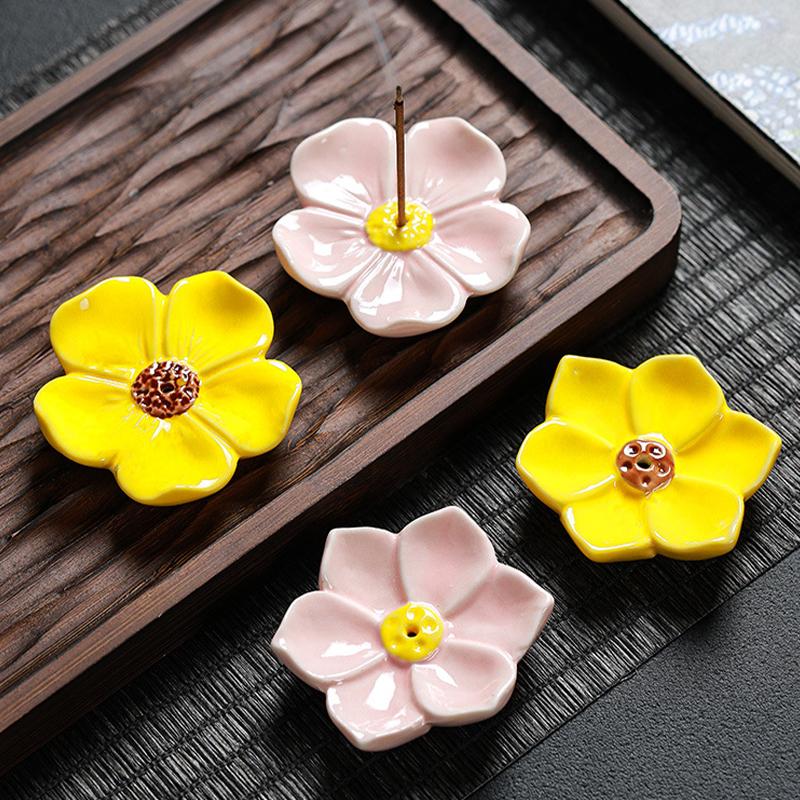 Creative Incense Flat Bottom Censer Holder Ceramic Delicate Creative Portable Flower Incense Stick Holder