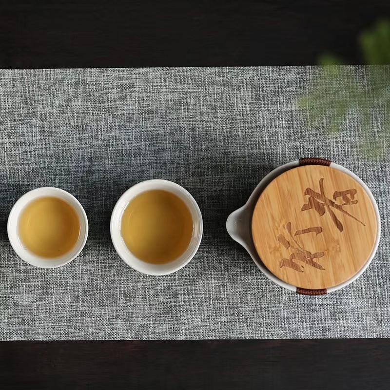 Ceramic Quick Tea Cup One Pot Two Cups Ceramic Portable Storage Bag Kung Fu Tea Set