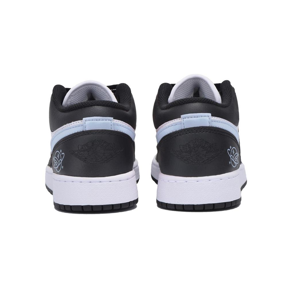 Jordan Air Jordan 1 Slip Resistant Abrasion Resistant Low top Vintage Basketball Shoes Men's Black White Blue 553558-131(Team85-)