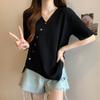Women's Short Sleeved T-shirt for Summer Loose and Slimming Irregular and Versatile Top
