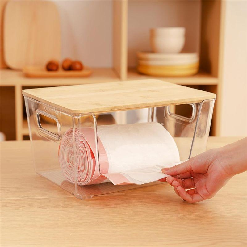 Good-Extra Large Trash Bag Holders With Bamboo Tops And Handles, Laundry Room Organization And Storage For Home, Kitchen
