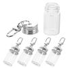 INOOMP 5-Piece Mini Glass Bottle Keychain, Clear Small Bottles, Airtight, Small Item Storage Containers, 7ml