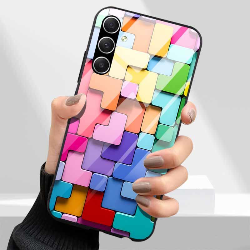 Tempered Glass Phone Cases for Samsung Galaxy A54 A14 A24 A34 Cover Hard PC Back Shell For M54 A15 A25 A55 5G A04s M23 M52 A 54