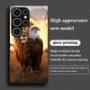 Lion Eagle Pattern Tempered Glass Phone Case Suitable for Samsung Galaxy S26 S25 S24 S22 S21 S20 FE/Ultra/Plus Scratch Resistant