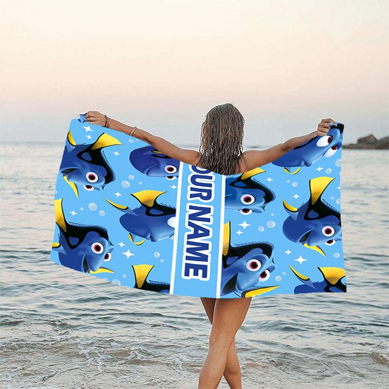 1pc Nemo2 Beach Towel with Custom Name, Beach/Swimming/Bath/Picnic/Camping Towel, Suitable for Seaside Beaches