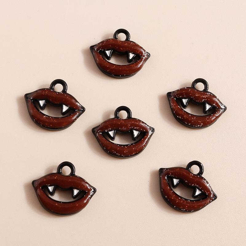 10pcs Cute Enamel Halloween Vampire Teeth Charms for Jewelry Making Earrings Pendants Necklaces DIY Bracelets Crafts Supplies