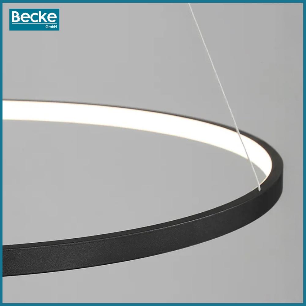Ringformad LED-taklampa, matt svart, 25W, modern, industriell, hängande, lång, Neutral