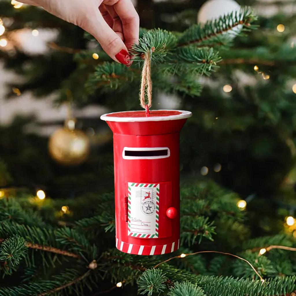 Santa Mailbox Christmas Tree Ornament Vintage Creative Christmas Tree Hanging Decoration for Birthday Home Office Porch Festival