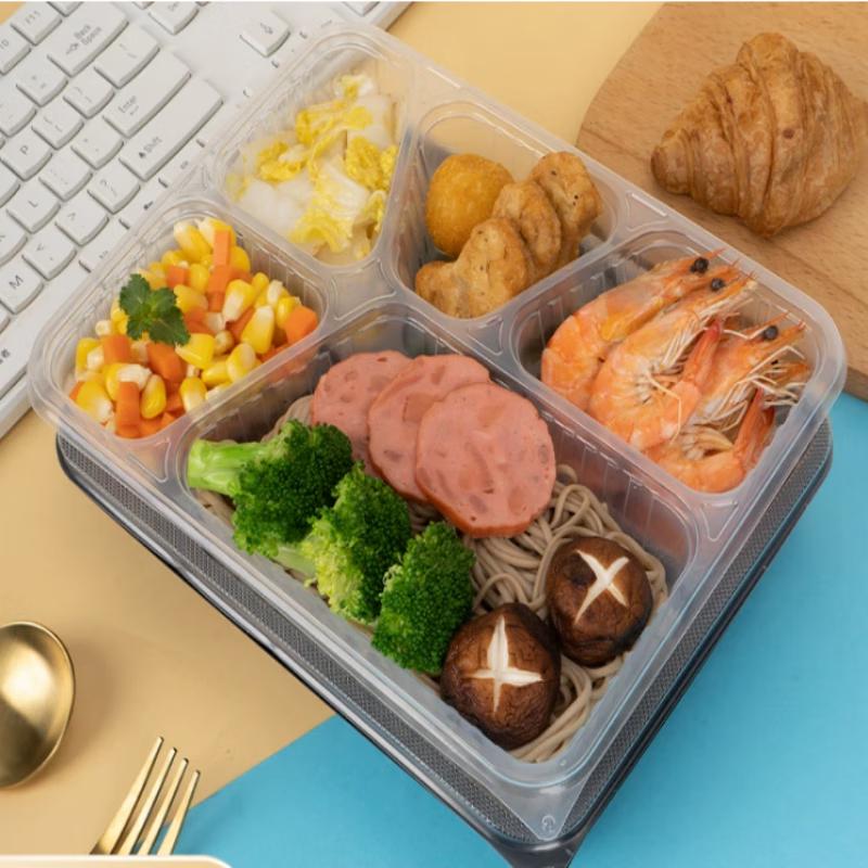 Zebian Disposable Compartmented PP Plastic Lunch Boxes with Lids